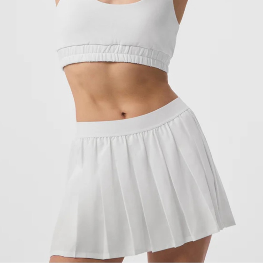 White All Yoga Pleated Tennis Skirt